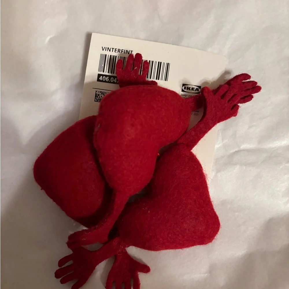 3-pc IKEA Red Heart tree Ornaments Valentine’s Day LOVE holiday fabric decor new